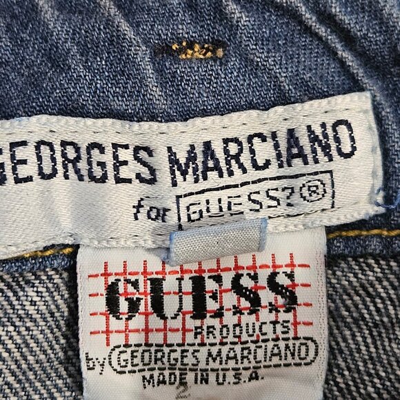 80's Georges Marciano Guess Denim Jean Skirt Side Bottom Zippers Med Wash Size 2 - Picture 13 of 16